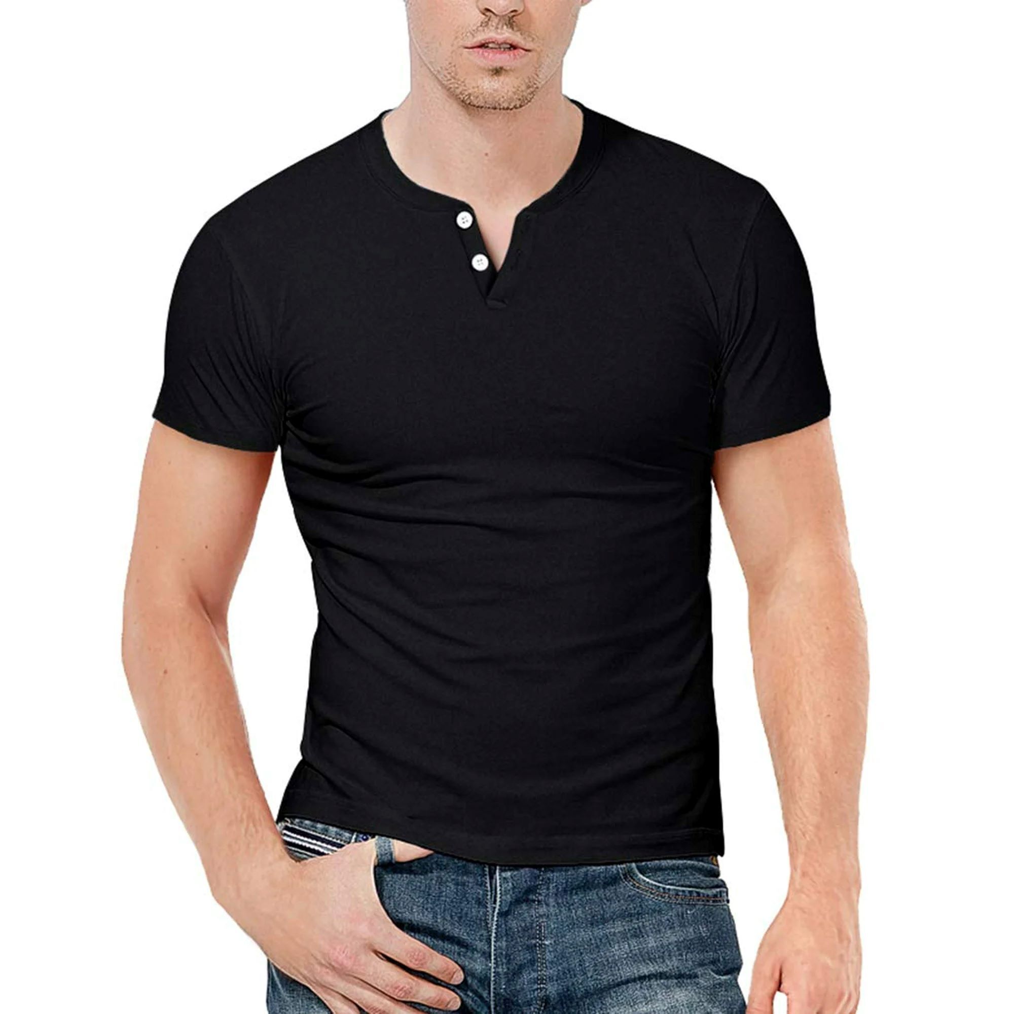 HAOMEILI Mens Fashion Henley Shirts Long/Short Sleeve Button Cotton T-Shirt